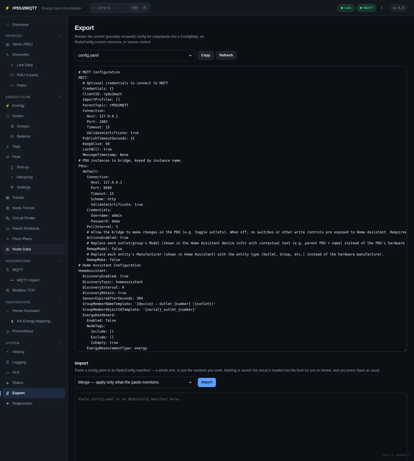 Export page