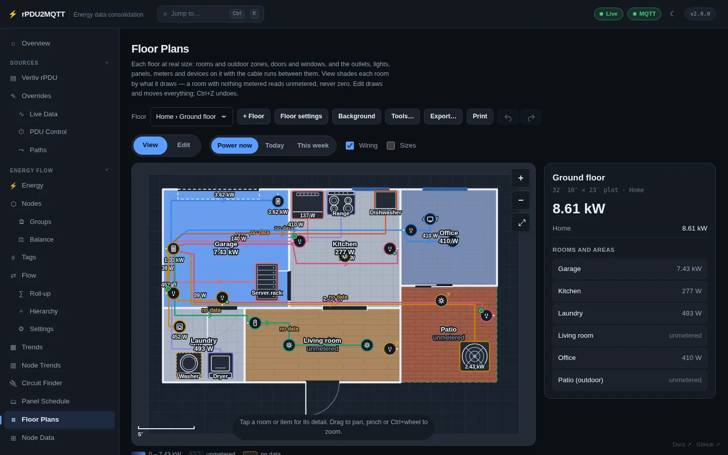 Floor plan with wiring