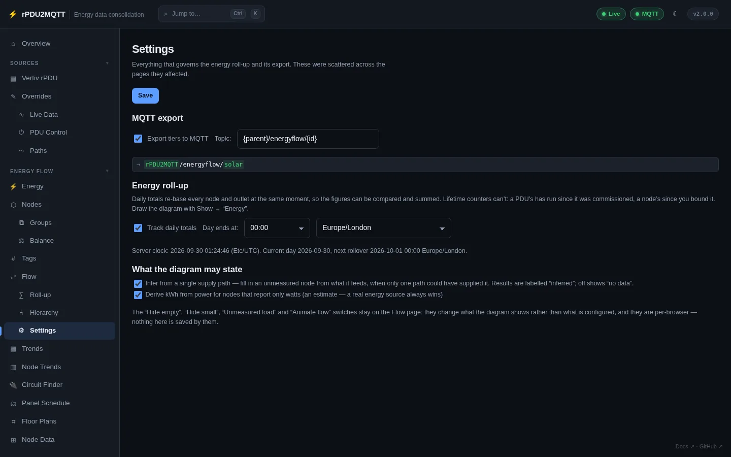 Flow settings page