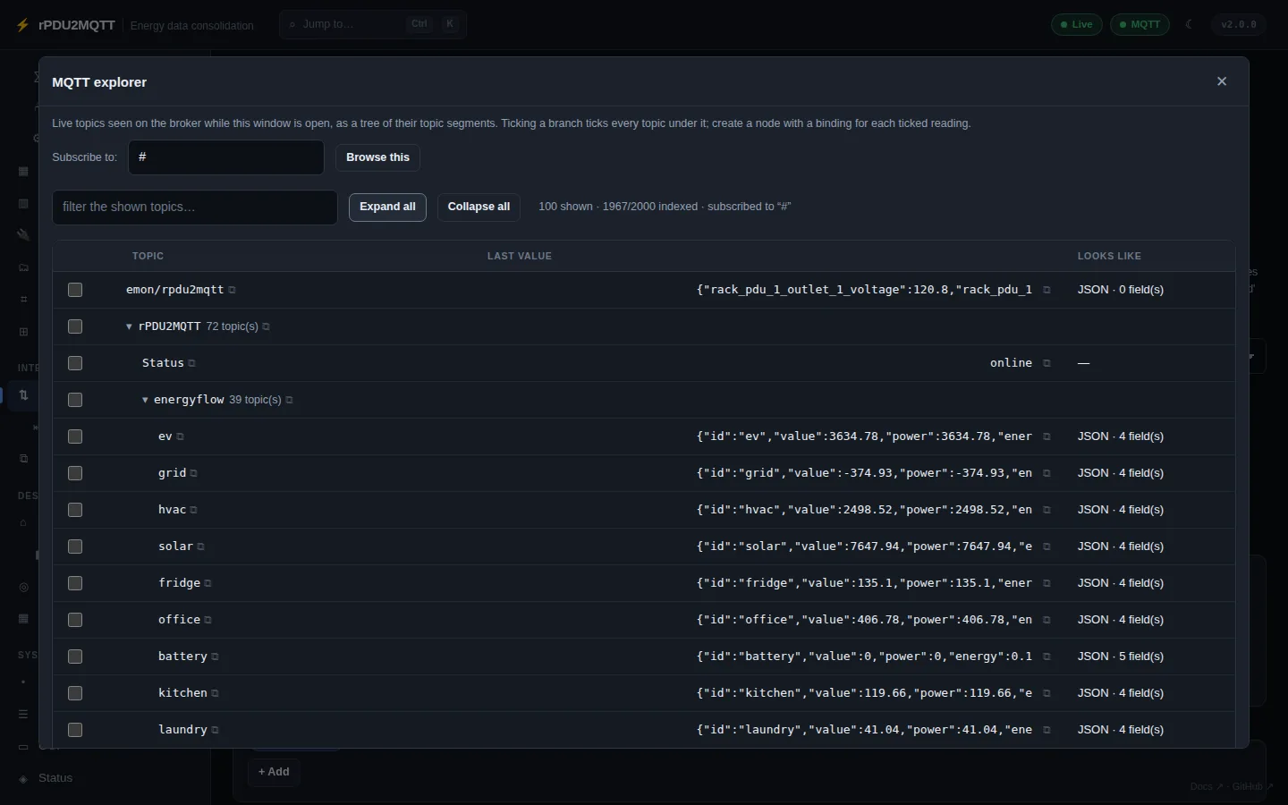 MQTT explorer