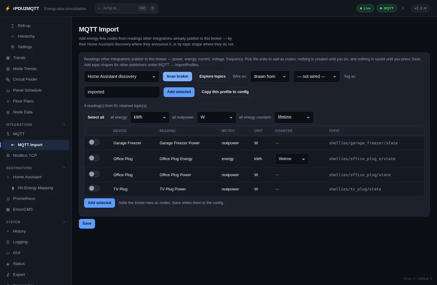 MQTT Import with scanned readings