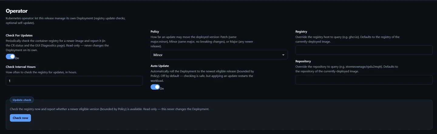 Operator settings