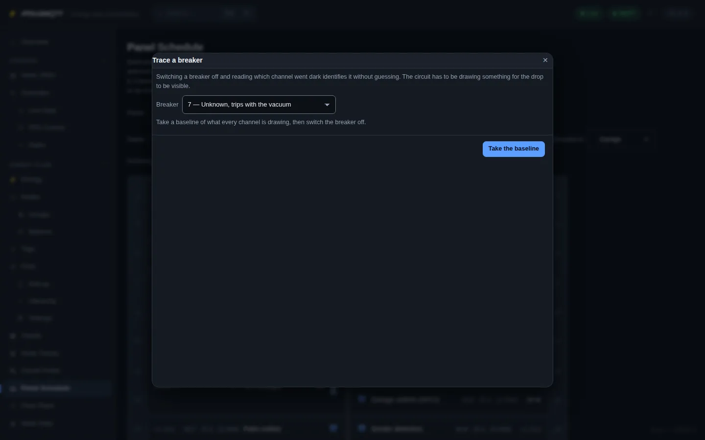 Trace dialog